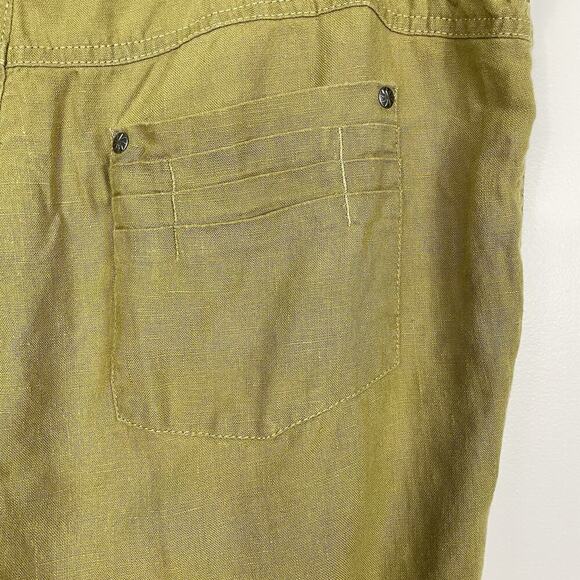 Athleta Lagoon 100% Linen Pants Women’s 14 Tall Green Moss Wide Leg Boho Coastal - Picture 9 of 14